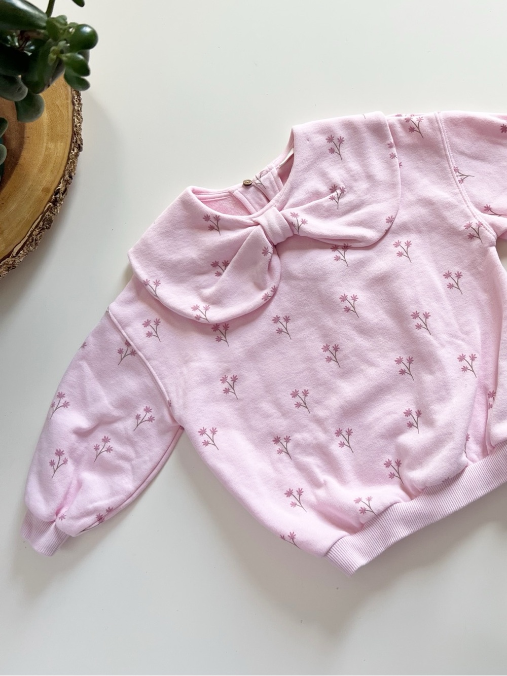Next Pink Big Bow Floral Sweatshirt | Size 3/4